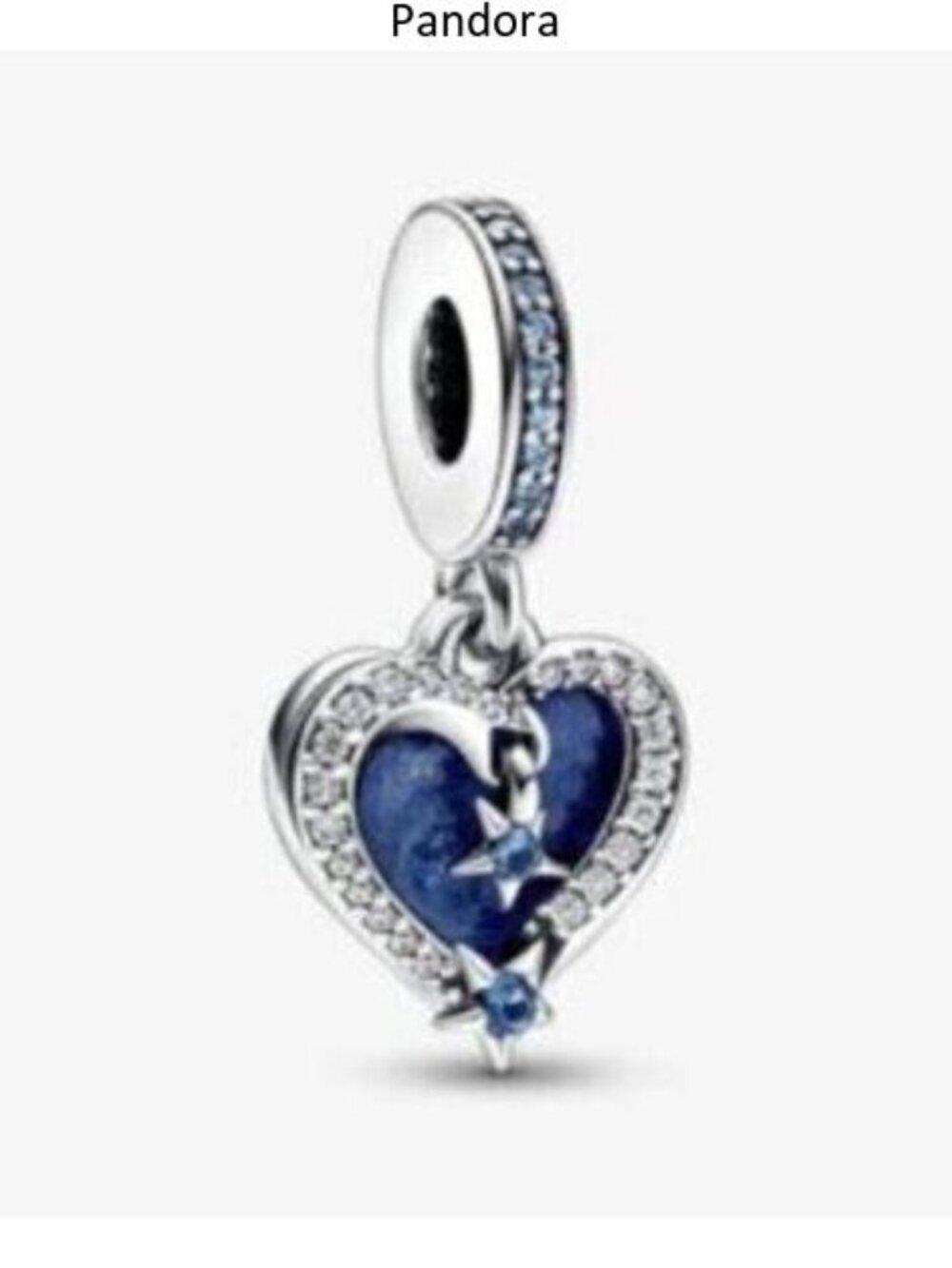 PANDORA Celestial Shooting Star Heart Double Dangle Charm